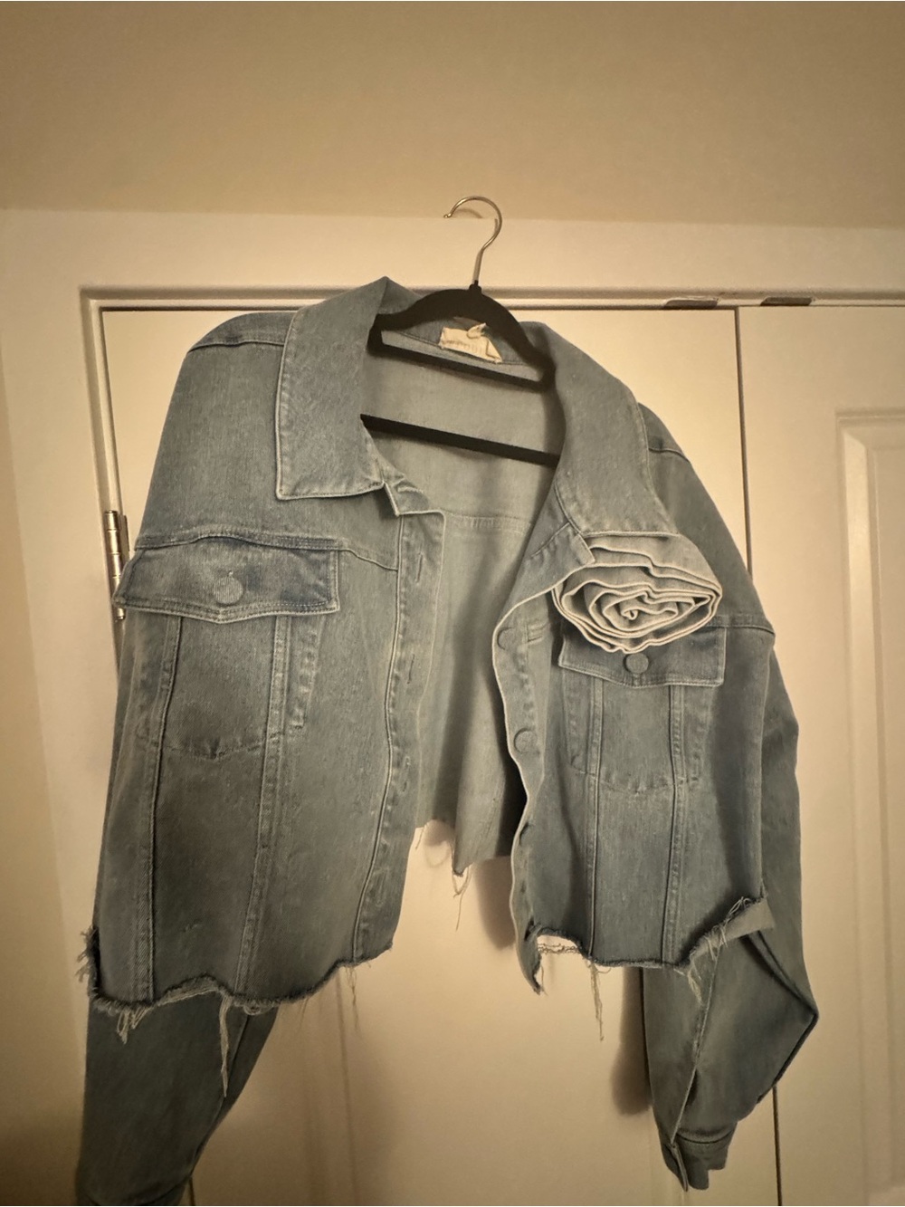 Eloquii Light Wash Blue Cropped Denim Jacket
